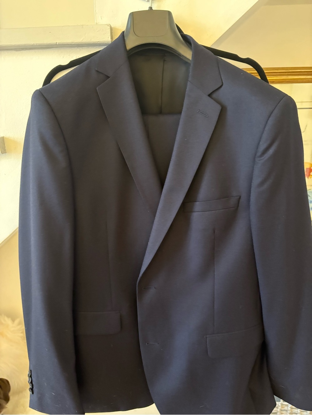 100% wool Men's Navy Single-Breasted Suit